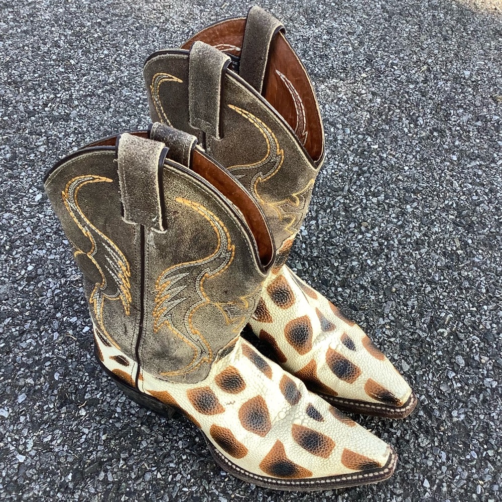 Vintage Nocona RARE Boots Womens 7.5 Leather Animal Print Western Cowboy Cowgirl - Picture 1 of 10